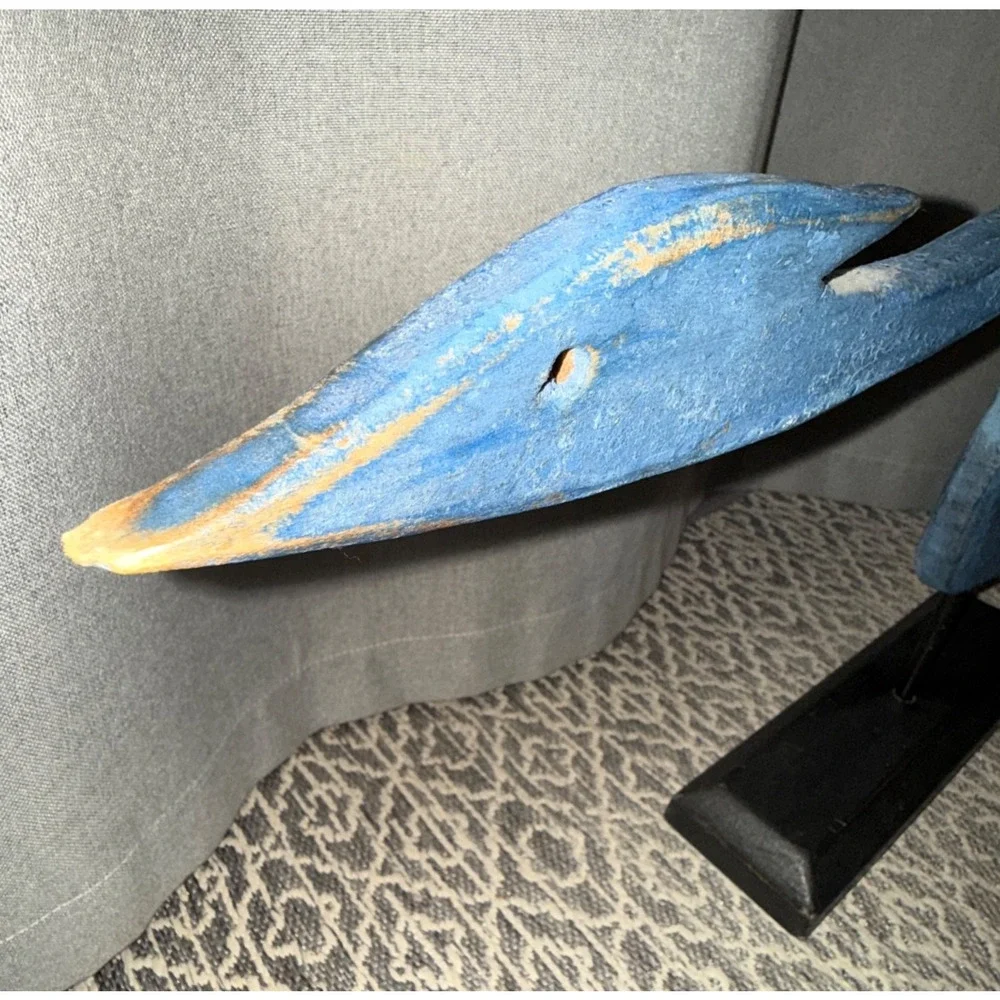 🐦 Signed Vintage Hand-Carved Wooden Bird Sculpture Folk Art 26” Luigi Rossi